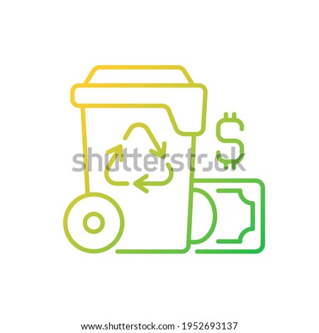Waste management cost gradient linear vector icon. Recycling waste costs. Source reduction. Financing, services. Thin line color symbols. Modern style pictogram. Vector isolated outline drawing