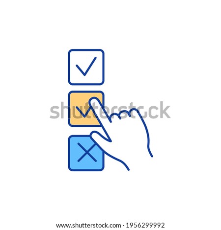 Voting RGB color icon. Making choices, collective decision. Participation in democratic process. Informal assessment. Opinion expressing. Multiple choice. Examination. Isolated vector illustration