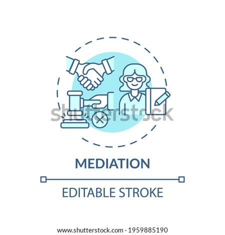 Mediation concept icon. Legal services categories. Effective mediation services keep disputes out of courthouse idea thin line illustration. Vector isolated outline RGB color drawing. Editable stroke