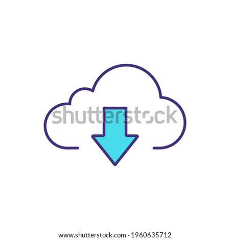 Cloud storage RGB color icon. Safe and secure data saving on Internet. Off-site storage. Remote database. Cloud-based storing service. Access to digital data online. Isolated vector illustration