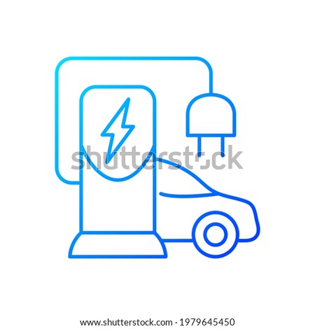 EV charging station gradient linear vector icon. Place to charge battery of electromobile. Natural fuel. Thin line color symbols. Modern style pictogram. Vector isolated outline drawing