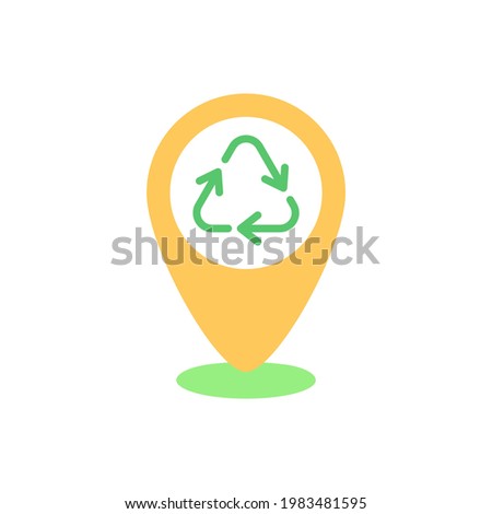 Dropping off locations vector flat color icon. Place with collection bins. Landfill and recycling centers. Drop-off waste. Cartoon style clip art for mobile app. Isolated RGB illustration