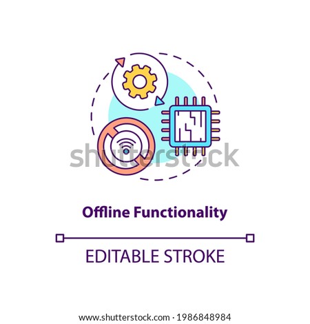 Offline functionality concept icon. SaaS argument idea thin line illustration. Without dependency on network and Internet connection. Vector isolated outline RGB color drawing. Editable stroke