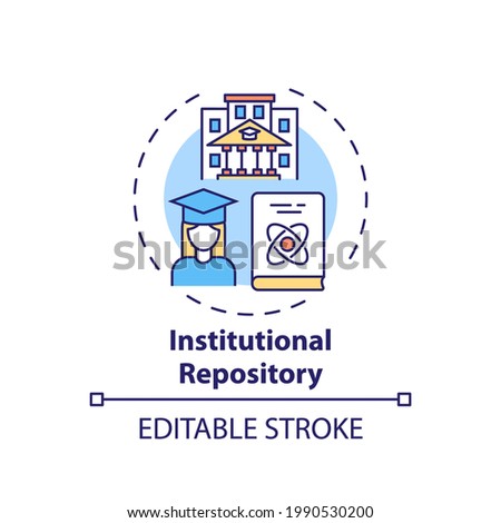 Institutional repository concept icon. Online library search options idea thin line illustration. Constant access to scientific materials. Vector isolated outline RGB color drawing. Editable stroke