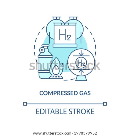 Compressed gas concept icon. Hydrogen storage type abstract idea thin line illustration. Storing in gaseous form. Increasing storage density. Vector isolated outline color drawing. Editable stroke