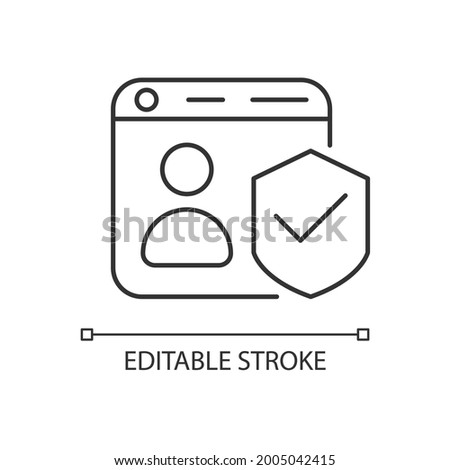 Securing accounts linear icon. Digital privacy protection. Two-factor verification. Thin line customizable illustration. Contour symbol. Vector isolated outline drawing. Editable stroke