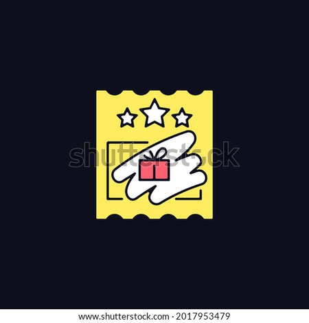 Scratch cards RGB color icon for dark theme. Scratching off covering for prize reveal. Paper-based card. Isolated vector illustration on night mode background. Simple filled line drawing on black