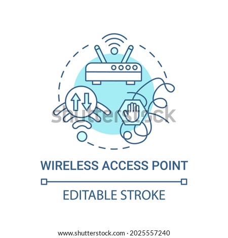 Wireless access point blue concept icon. From wired network to wireless abstract idea thin line illustration. Remote connection. Vector isolated outline color drawing. Editable stroke