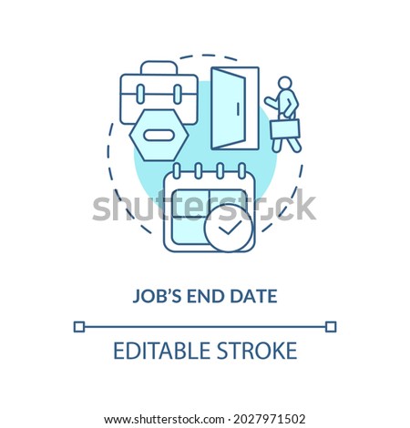 Job end date blue concept icon . Resign from job after maternity, parential leave abstract idea thin line illustration. Work dismissal. Vector isolated outline color drawing. Editable stroke