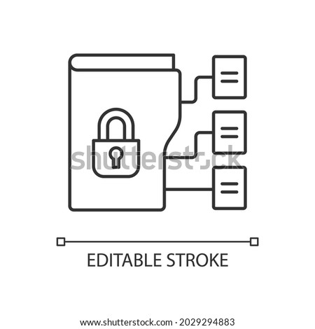 Data classification linear icon. Organizing information into categories. Sensitivity levels. Thin line customizable illustration. Contour symbol. Vector isolated outline drawing. Editable stroke