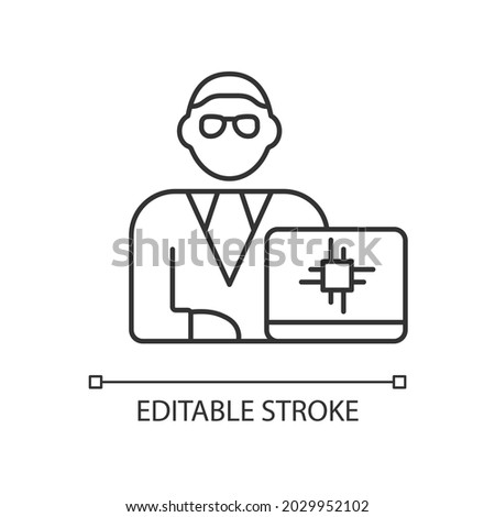 Chief technology officer RGB linear icon. Scientific, technological occupation. Leader position. Thin line customizable illustration. Contour symbol. Vector isolated outline drawing. Editable stroke