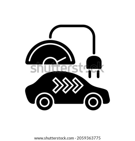 Level 3 charger black glyph icon. Rapid way for getting car battery filled up. Fast electricity source. Ecological fuel usage. Silhouette symbol on white space. Vector isolated illustration