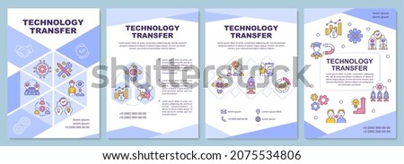 Technology transfer brochure template. Sharing knowledge and skills. Flyer, booklet, leaflet print, cover design with linear icons. Vector layouts for presentation, annual reports, advertisement pages