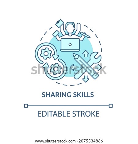 Skill transfer concept icon. Professional experience exchange. Social interaction. Knowledge dissemination abstract idea thin line illustration. Vector isolated outline color drawing. Editable stroke