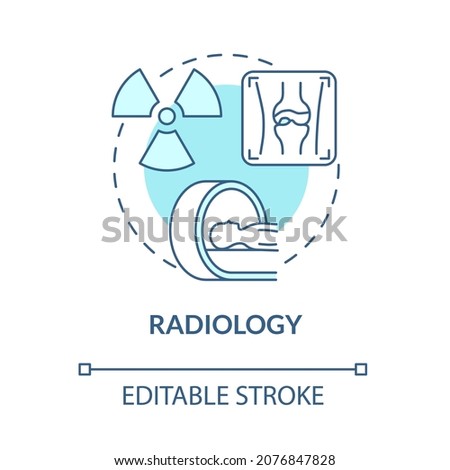 Radiology blue concept icon. Arthritis clinic services abstract idea thin line illustration. X ray and densitometry. Arthritis diagnosing. Vector isolated outline color drawing. Editable stroke