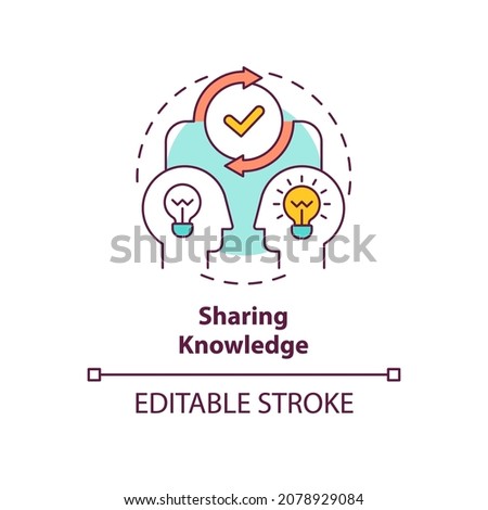 Sharing knowledge concept icon. Professional experience exchange. Skillsharing. Learning and teaching abstract idea thin line illustration. Vector isolated outline color drawing. Editable stroke