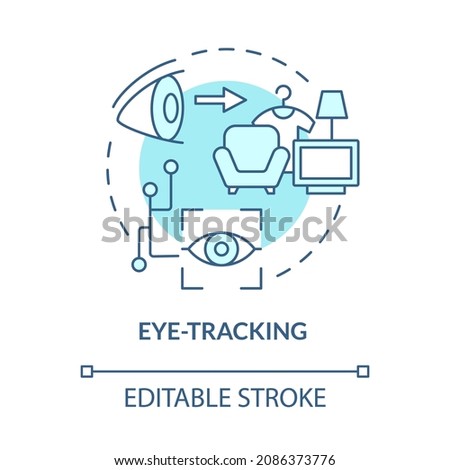 Eye movement detection concept icon. Focus point tracker. Eyetracking. Visual attention analysis abstract idea thin line illustration. Vector isolated outline color drawing. Editable stroke