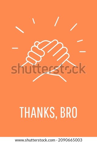 Thank you buddy postcard with linear glyph icon. Express gratitude. Greeting card with decorative vector design. Simple style poster with creative lineart illustration. Flyer with holiday wish