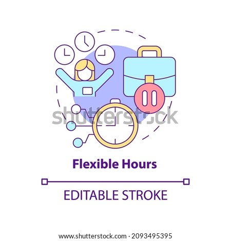Flexible hours concept icon. Flextime. Adjustable working schedule abstract idea thin line illustration. Isolated outline drawing. Editable stroke. Roboto-Medium, Myriad Pro-Bold fonts used