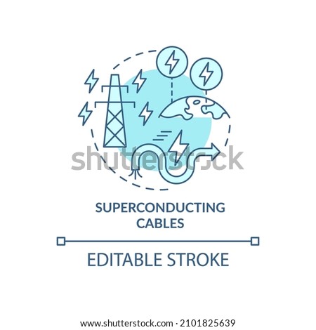 Superconducting cables turquoise concept icon. Smart grid system component abstract idea thin line illustration. Isolated outline drawing. Editable stroke. Roboto-Medium, Myriad Pro-Bold fonts used