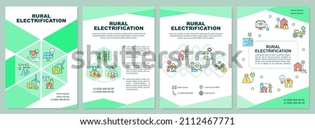 Rural electrification brochure template. Remote areas. Booklet print design with linear icons. Vector layouts for presentation, annual reports, ads. Arial-Black, Myriad Pro-Regular fonts used