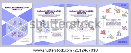 Rural electrification benefits brochure template. Booklet print design with linear icons. Vector layouts for presentation, annual reports, ads. Arial-Black, Myriad Pro-Regular fonts used