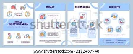 Countryside electrification brochure template. Booklet print design with linear icons. Vector layouts for presentation, annual reports, ads. Arial-Black, Myriad Pro-Regular fonts used