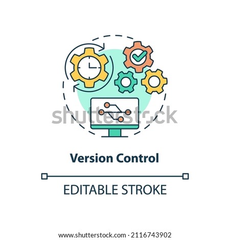 Version control concept icon. Safety of personal sensitive data abstract idea thin line illustration. Isolated outline drawing. Editable stroke. Roboto-Medium, Myriad Pro-Bold fonts used