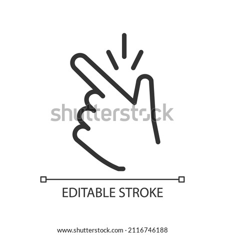 New ideas metaphor pixel perfect linear icon. Clicking fingers. Ok gesture. Remember thought. Thin line illustration. Contour symbol. Vector outline drawing. Editable stroke. Arial font used