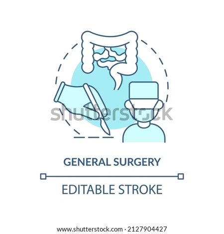 General surgery turquoise concept icon. Professional care. Medical center service abstract idea thin line illustration. Isolated outline drawing. Editable stroke. Arial, Myriad Pro-Bold fonts used