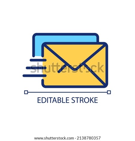 Mail pixel perfect RGB color icon. Electronic mail. Postal service. Letter correspondence. Isolated vector illustration. Simple filled line drawing. Editable stroke. Arial font used
