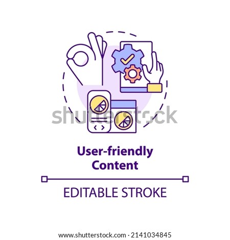 User-friendly content concept icon. Software interface. Good design importance abstract idea thin line illustration. Isolated outline drawing. Editable stroke. Arial, Myriad Pro-Bold fonts used