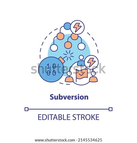 Subversion concept icon. Overthrow system. Information warfare tactic abstract idea thin line illustration. Isolated outline drawing. Editable stroke. Arial, Myriad Pro-Bold fonts used