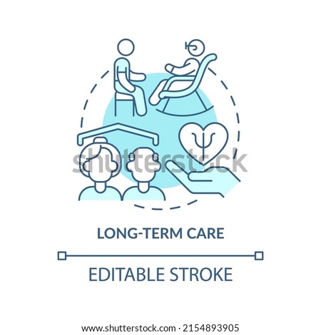 Long term care turquoise concept icon. Service for mental health. Trend in psychology abstract idea thin line illustration. Isolated outline drawing. Editable stroke. Arial, Myriad Pro-Bold fonts used Stock fotó © 