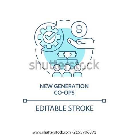 New generation co-ops turquoise concept icon. Offering value-added products abstract idea thin line illustration. Isolated outline drawing. Editable stroke. Arial, Myriad Pro-Bold fonts used