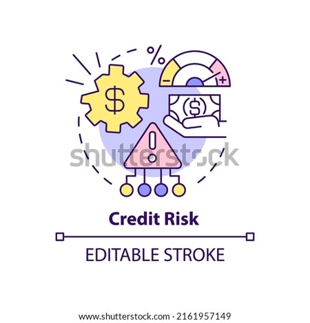 Credit risk concept icon. Risk category abstract idea thin line illustration. Financial hazards. Failure to repay loan. Isolated outline drawing. Editable stroke. Arial, Myriad Pro-Bold fonts used
