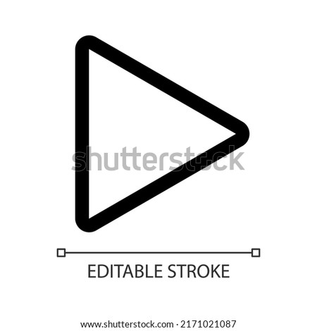 Play button white linear ui icon. Start file playing. Media player interface. GUI, UX design. Outline isolated user interface element for app and web. Editable stroke. Arial font used