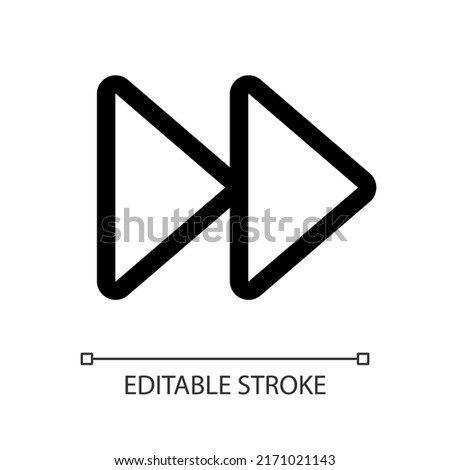 Fast forward white linear ui icon. Multimedia player control. Play at high speed. GUI, UX design. Outline isolated user interface element for app and web. Editable stroke. Arial font used