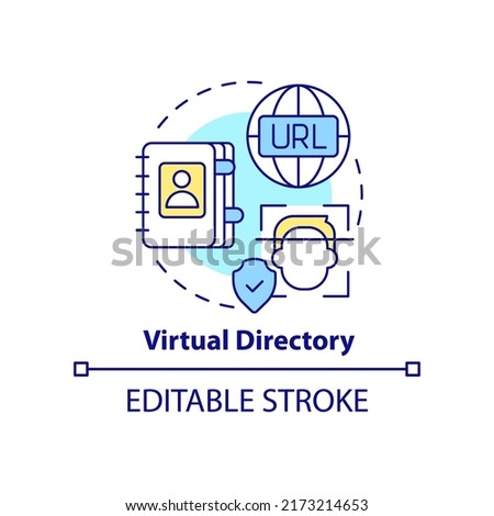 Virtual directory concept icon. Directory service abstract idea thin line illustration. Middleware application. Isolated outline drawing. Editable stroke. Arial, Myriad Pro-Bold fonts used