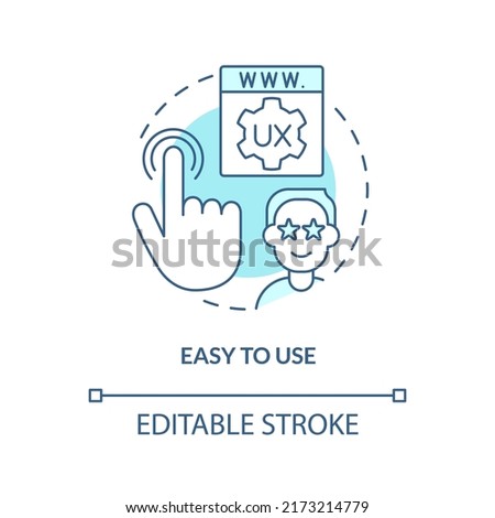 Easy to use turquoise concept icon. Great website feature abstract idea thin line illustration. Simple interface. Isolated outline drawing. Editable stroke. Arial, Myriad Pro-Bold fonts used