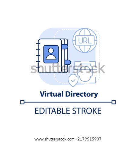Virtual directory light blue concept icon. Directory service abstract idea thin line illustration. Middleware application. Isolated outline drawing. Editable stroke. Arial, Myriad Pro-Bold fonts used