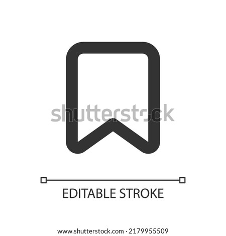 Add bookmark pixel perfect linear ui icon. Saving webpage. Reading list. Ebook reader. GUI, UX design. Outline isolated user interface element for app and web. Editable stroke. Arial font used