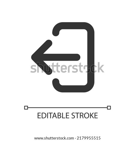 Export data pixel perfect linear ui icon. Importing files. Data backup. Unloading database. GUI, UX design. Outline isolated user interface element for app and web. Editable stroke. Arial font used