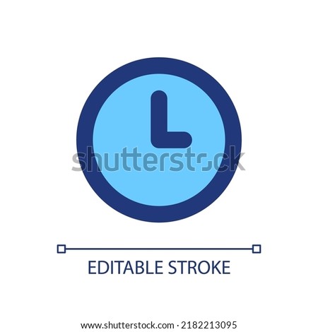 Clock pixel perfect RGB color ui icon. Set alarm. Snooze feature. Daily reminder. Simple filled line element. GUI, UX design for mobile app. Vector isolated pictogram. Editable stroke. Arial font used