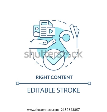 Right content turquoise concept icon. Internet marketing. Info materials tip abstract idea thin line illustration. Isolated outline drawing. Editable stroke. Arial, Myriad Pro-Bold fonts used