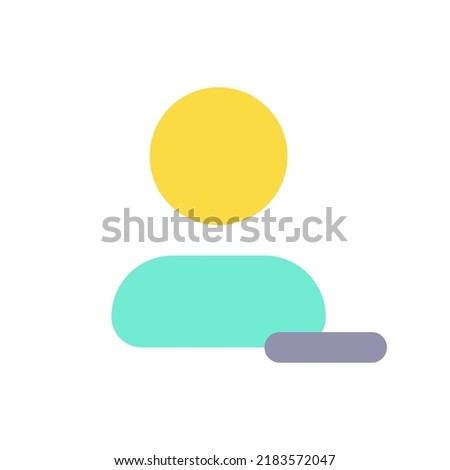 Remove contact flat color ui icon. Delete unwanted user. Address book. Organize chat. Manage content. Simple filled element for mobile app. Colorful solid pictogram. Vector isolated RGB illustration