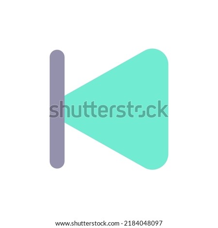 Skip previous button flat color ui icon. Music player bar. Playing multimedia file. Rewind to start. Simple filled element for mobile app. Colorful solid pictogram. Vector isolated RGB illustration