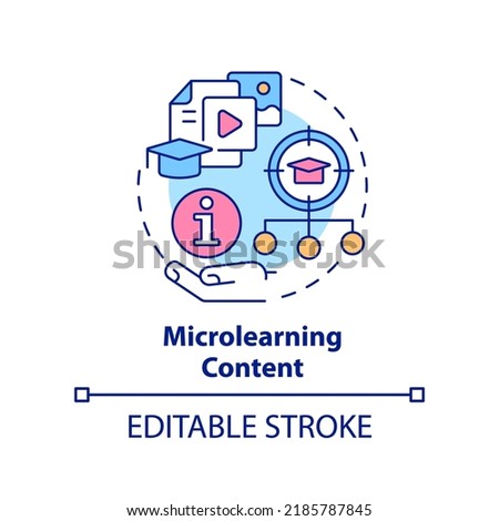 Microlearning content concept icon. Micro learning component abstract idea thin line illustration. Elearning sessions. Isolated outline drawing. Editable stroke. Arial, Myriad Pro-Bold fonts used