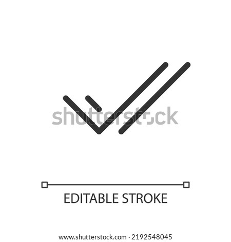 Two checkmarks pixel perfect linear ui icon. Messenger indicator. Social media. Online chat. GUI, UX design. Outline isolated user interface element for app and web. Editable stroke. Arial font used