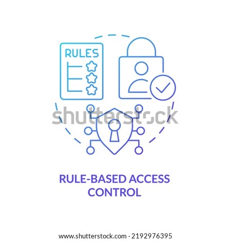 Rule-based access control blue gradient concept icon. Security management abstract idea thin line illustration. Authorized employees. Isolated outline drawing. Myriad Pro-Bold font used
